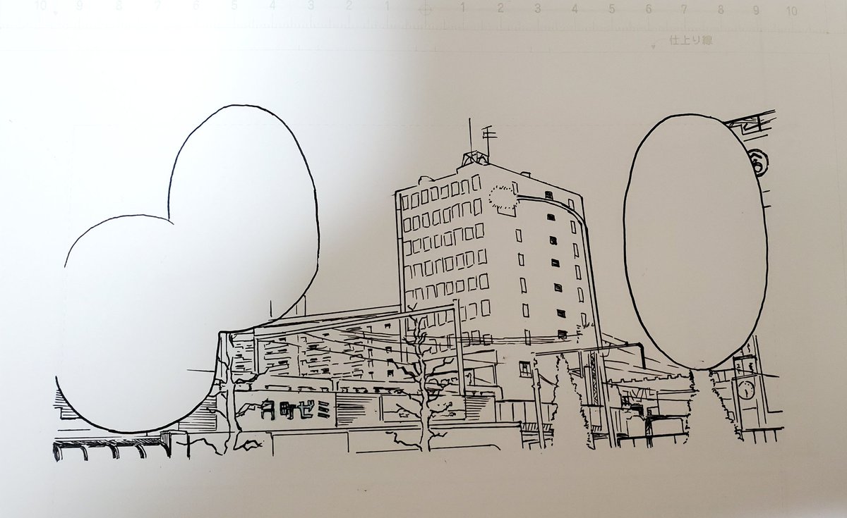 アウターQコミカライズ2話背景 作画工程
ほぼボールペンとマッキー、筆ペンです。 