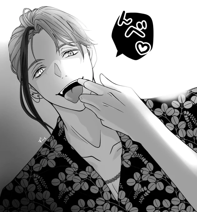 弊フロ監♀の893🦈さんは普通の人間設定なのでギザ歯はない代わりに八重歯がありますよというどうでも良い情報ラクガキ 