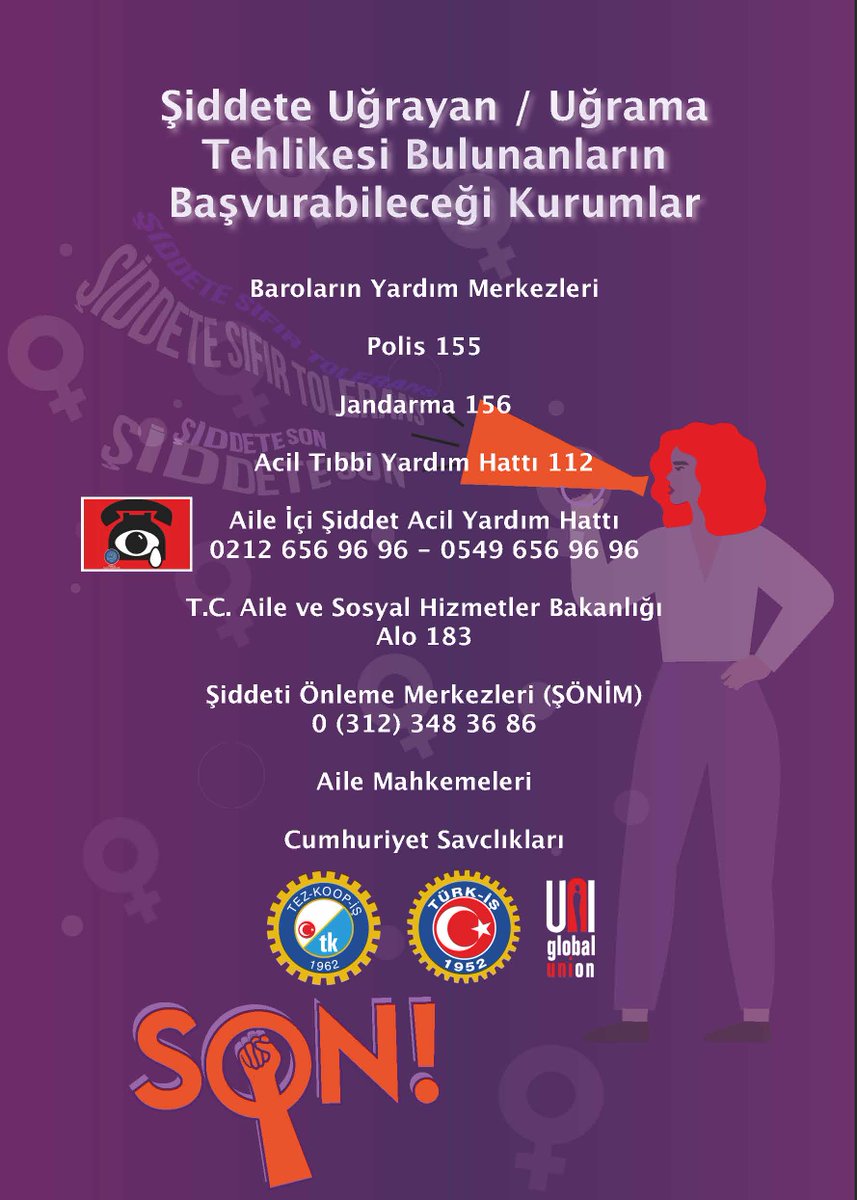 Şiddet, bir işçi sağlığı ve güvenliği sorunudur! #ILO190onaylansın Evde, İşte, Sokakta Şiddete Sıfır Tolerans! @iloankara