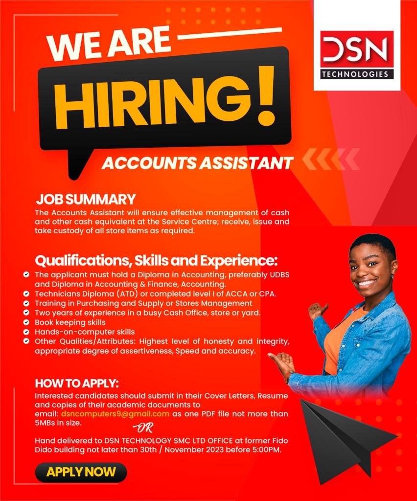 An opportunity to join one of the leading IT companies is here Refer to the poster on how to apply dsncomputers.com