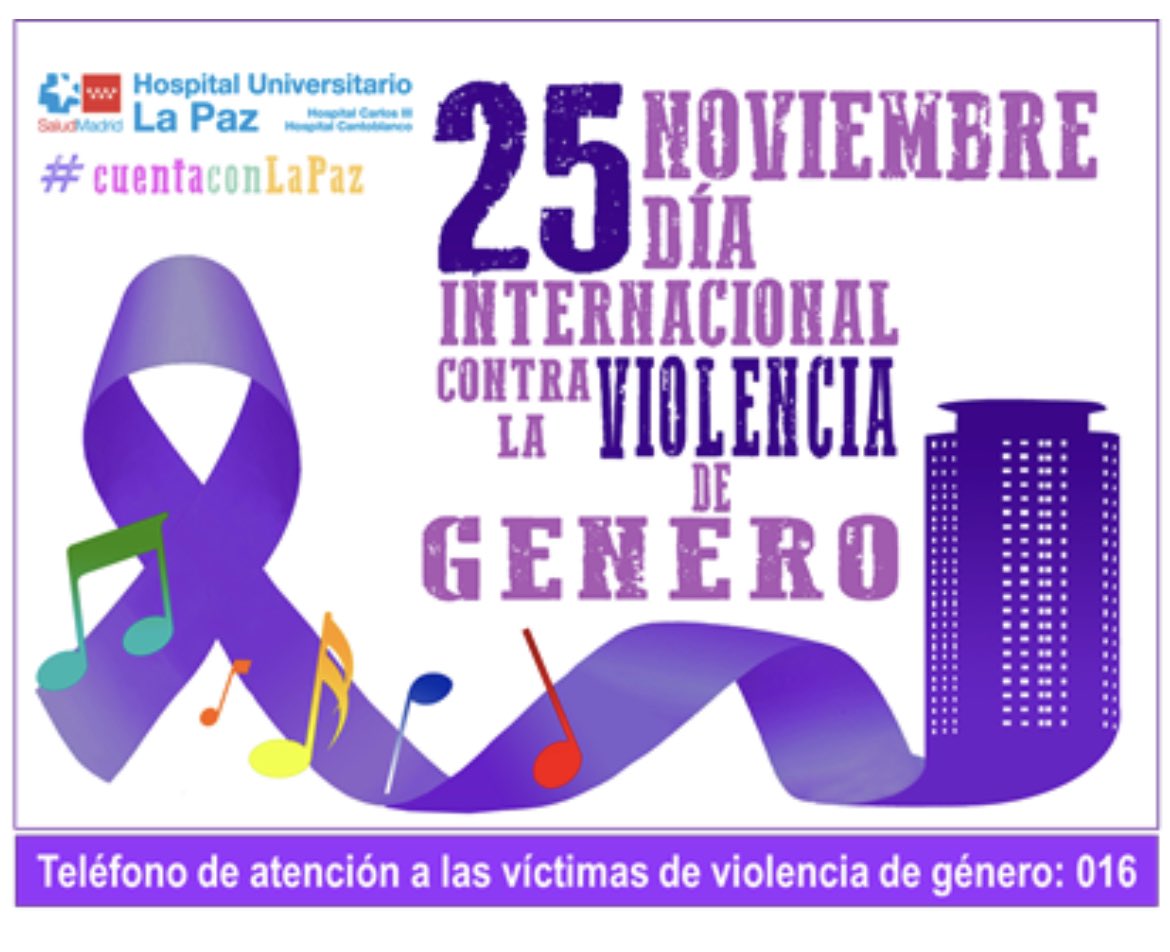 Hoy día especial , recordamos a las víctimas de violencia de género …y recordamos q el hospital de La Paz está para ayudaros !!
Pide ayuda si la necesitas !#cuentaconLaPaz <a href="/Nataly2811/">Nataly</a> <a href="/rostso/">Rosario</a> <a href="/Mangelica_md/">M Angelica Rivera</a> <a href="/AstridIllan/">Astrid Illán</a> <a href="/MQmquintana/">Manuel Quintana </a> <a href="/Javier84rubio/">javier rubio bolivar</a> <a href="/Susrv1968/">Susana Reverter</a> <a href="/LaPaz2030/">Hospital La Paz 2030</a>
