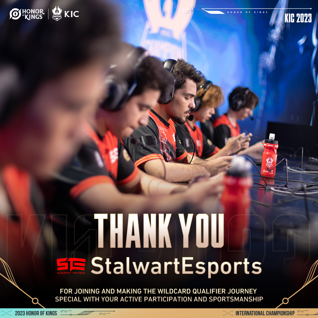 HoKEsports's tweet photo. To Stalwartesports that gave their all in the qualifiers, your commitment and sportsmanship were commendable. Thank you for being part of the journey! #HonorofKings #KIC2023 https://t.co/gVkSAfs0wq