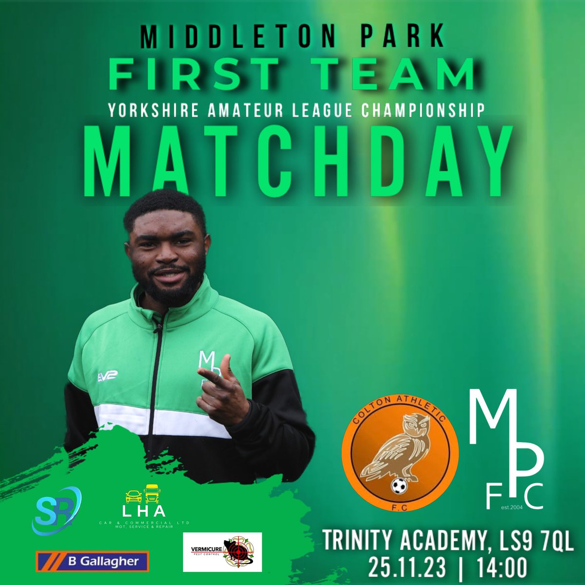 The first teams focus turns to Colton away in the league this afternoon!! 💚 ⚽️| @ColtonAFC v Middleton Park ⌚️| kick-off: 14:00 📍| Trafford Academy, LS9 7QL