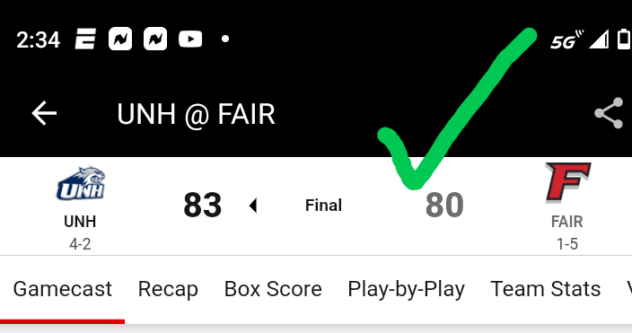 kingdee8724's tweet photo. I was going to take the day off, but I decided to jump in on a little action #CollegeBasketball #GamblingX
New Hampshire ML +1.5u✅
#LiveBet
CBB Record: 21-8 ATS (72.4%) 🏦📲
#ProfessionalHandicapper
Join me on #telegram to get Access to All my premium plays, DM me Now!! https://t.co/gw92Es5LVw