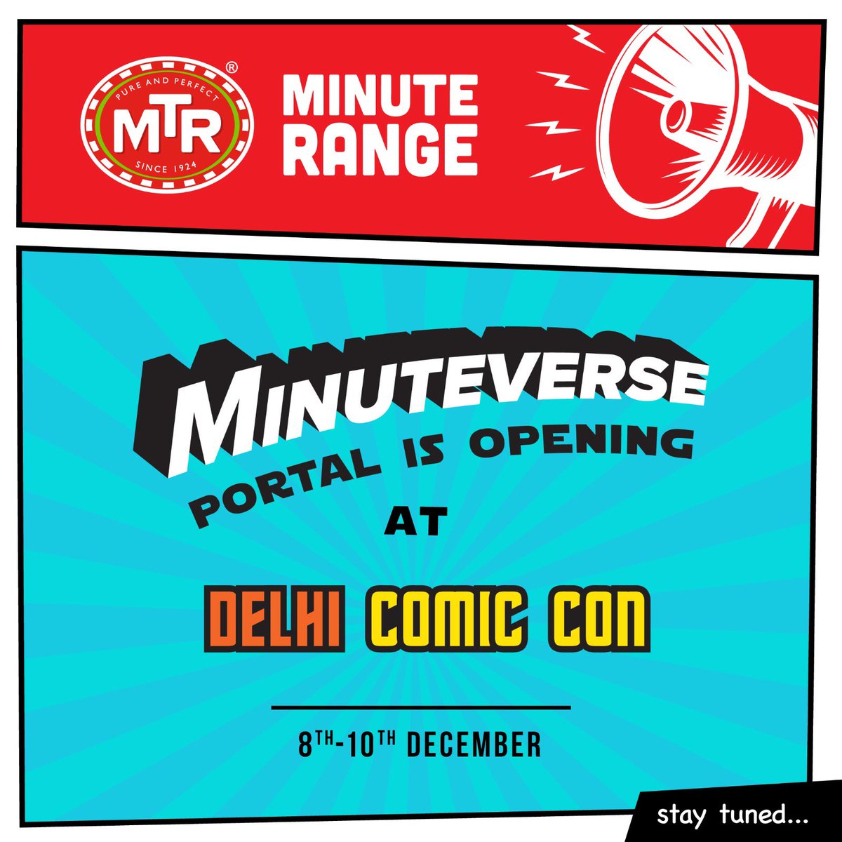 Get ready for the MTR Minuteverse Magic at Comic Con, Delhi where you can experience life without food woes. 

Visit NISC Exhibitions Ground, Okhla, Delhi on Dec 8-10 for mouth-watering adventures, power packed superheroes and more! 

#MTRMinuteverse #MTRMinuteRange