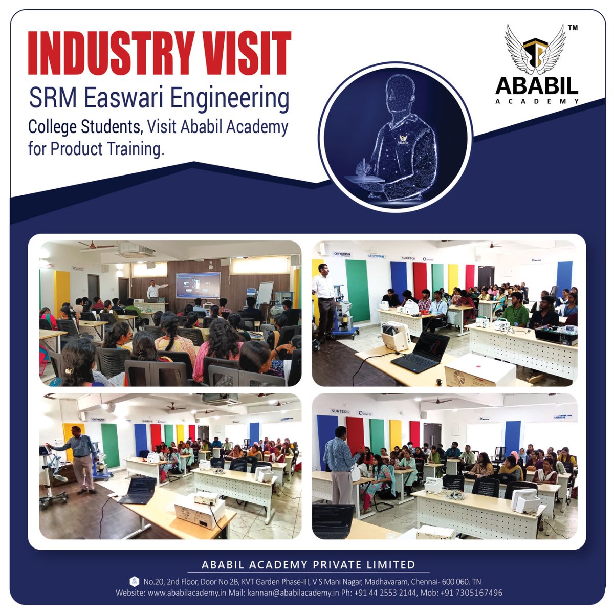 SRM Easwari Engineering College students recently had a fantastic industry visit at Ababil Academy for an insightful product training session. 
#IndustryVisit #ProductTraining #EngineeringEducation #AbabilAcademy #SRMEaswariEngineeringCollege  
#SRMEaswari #Education #Chennai