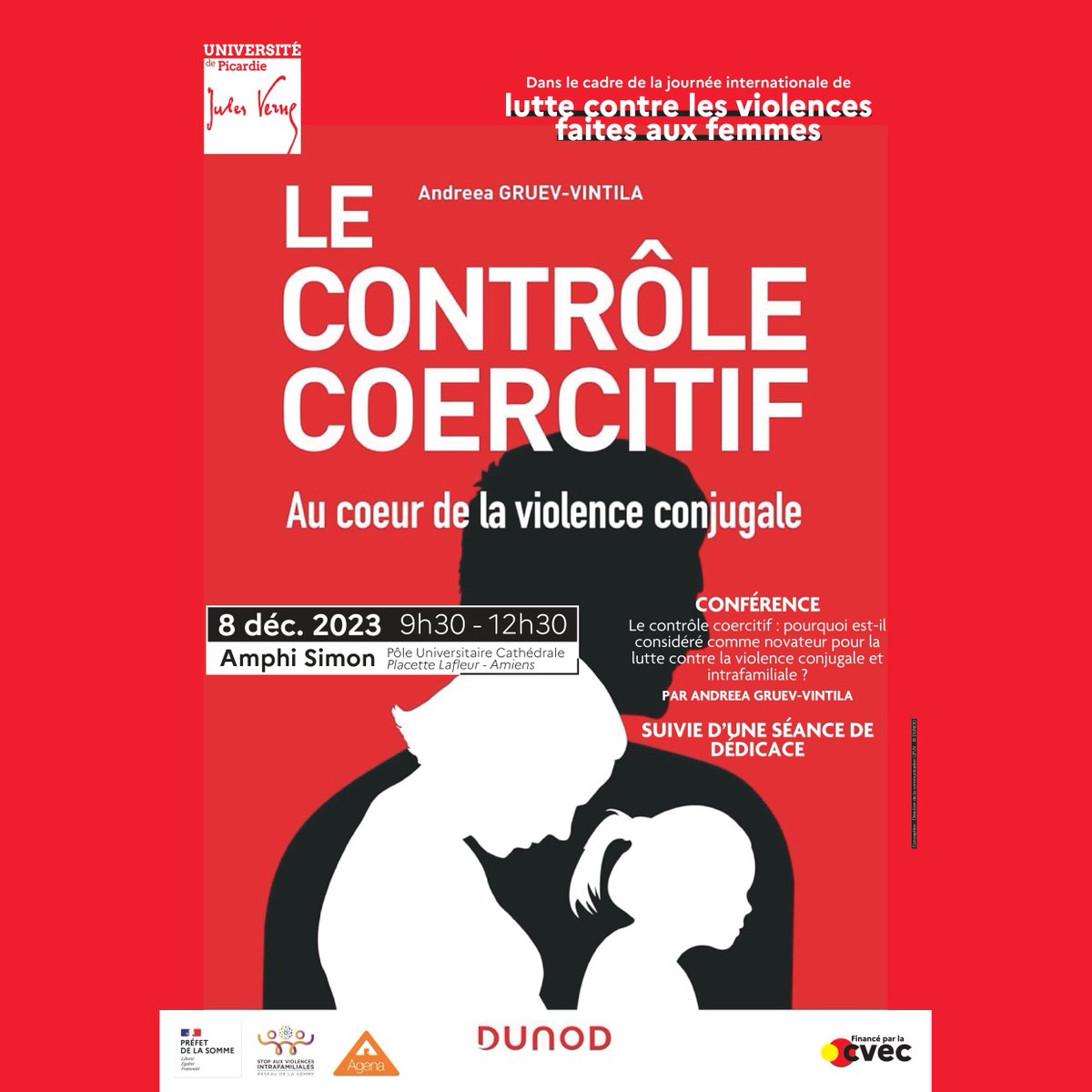 🗣 #conférence 📣 Dans le cadre de la Journée internationale de lutte contre les violences faites aux femmes, l’#UPJV organise une rencontre avec Andreea Gruev-Vintila, autrice. 📆 08/12/2023 🕒 9h30 – 12h30 📍 Amiens