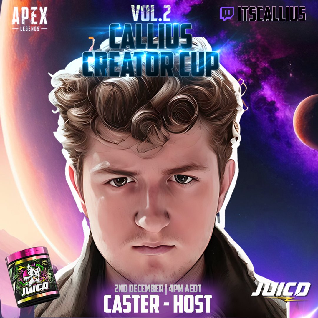 ItsCallius's tweet image. I'm thrilled to announce that I'll be Casting &amp;amp; Hosting The Callius Creator @PlayApex Tournament on 2nd December | 4pm AEDT 🌟

Get ready for epic battles and amazing moments. 🎉

Prizes for both viewers and tournament winners during the stream! 🏆

Graphics by @imKMOZ