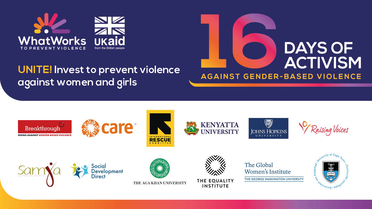 Today marks the first day of the #16DaysofActivism and a call to action against one of the world’s most   persistent human rights violations – violence against women and girls.
Follow us for announcements on our grantee-partners, resources and evidence on #WhatWorks2EndVAWG