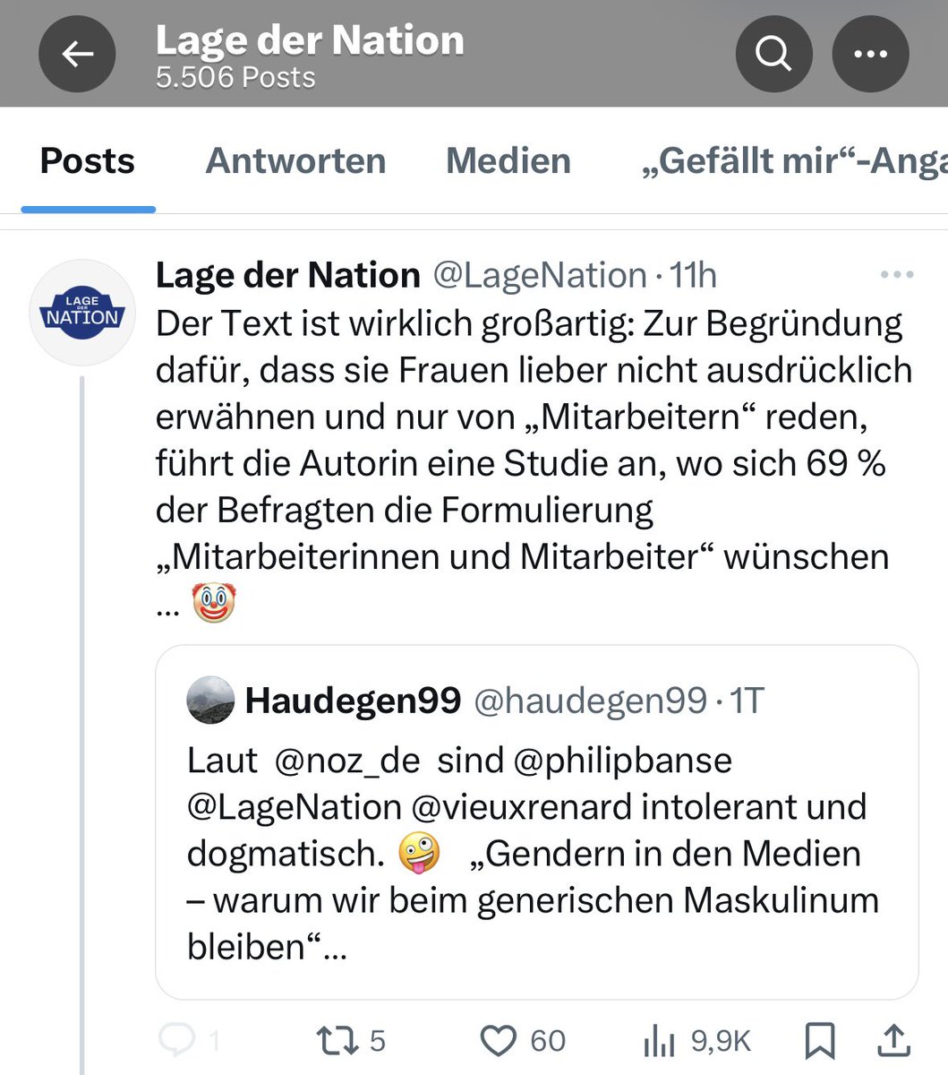 „Die Autorin“ hat übrigens auch einen Namen und eine Funktion bei <a href="/noz_de/">NOZ</a>, liebe <a href="/LageNation/">Lage der Nation</a>! Beim nächsten mal gerne gleich markieren - dann kann ich eure Posts auch kommentieren! Außerdem seid doch auch dafür, Frauen in Führungspositionen eine Bühne bekommen… oder? 😉