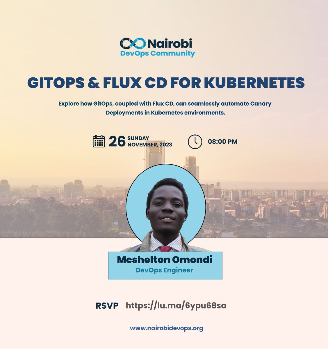 Join us this Sunday, 26th November 2023 at 8pm for an insightful session on GitOps and FluxCD for Kubernetes. 

The session will be facilitated by @McSheltonOmondi.

RSVP: lu.ma/6ypu68sa

#nairobi #devops #community #kenya #nairobidevops #gitops @fluxcd @kubernetesio