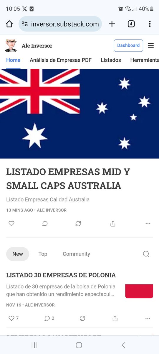 He publicado en mi Substack el listado de 10 empresas de calidad de Australia explicándolas un poco y comentamos su modelo de negocio 
Te dejo el enlace en el siguiente Tweet
