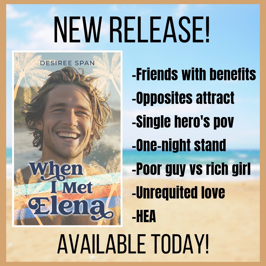 desireespan's tweet photo. RELEASE DAY!! Check out my latest romance novel, When I Met Elena. Available at:
https://t.co/Ri3D23h173

#desireespanauthor #booktok #romancebooks #romancereaders #book #available #kindle #romancebookstagram https://t.co/xCc0aaT1DA