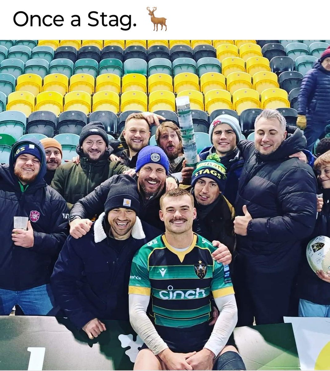No Senior game today so the lads went to support <a href="/SaintsRugby/">Northampton Saints 😇</a>
And our very own <a href="/GeorgeFurbank/">George Furbank</a>

<a href="/WayneBradley12/">Warren Bradley</a> <a href="/DougRBentley/">Doug Bentley</a>
<a href="/Skidmeister923/">Jack Skidmore</a>
<a href="/Will_Gould_/">Will Gould</a>
<a href="/Rose78882/">Simon Rose</a> <a href="/JJWard94/">Jonathon Craig</a> <a href="/BarnieWest/">Barnie West</a>

#OnceAStag #DareToDream
#OneClub #Minis #Juniors #Seniors #Stags