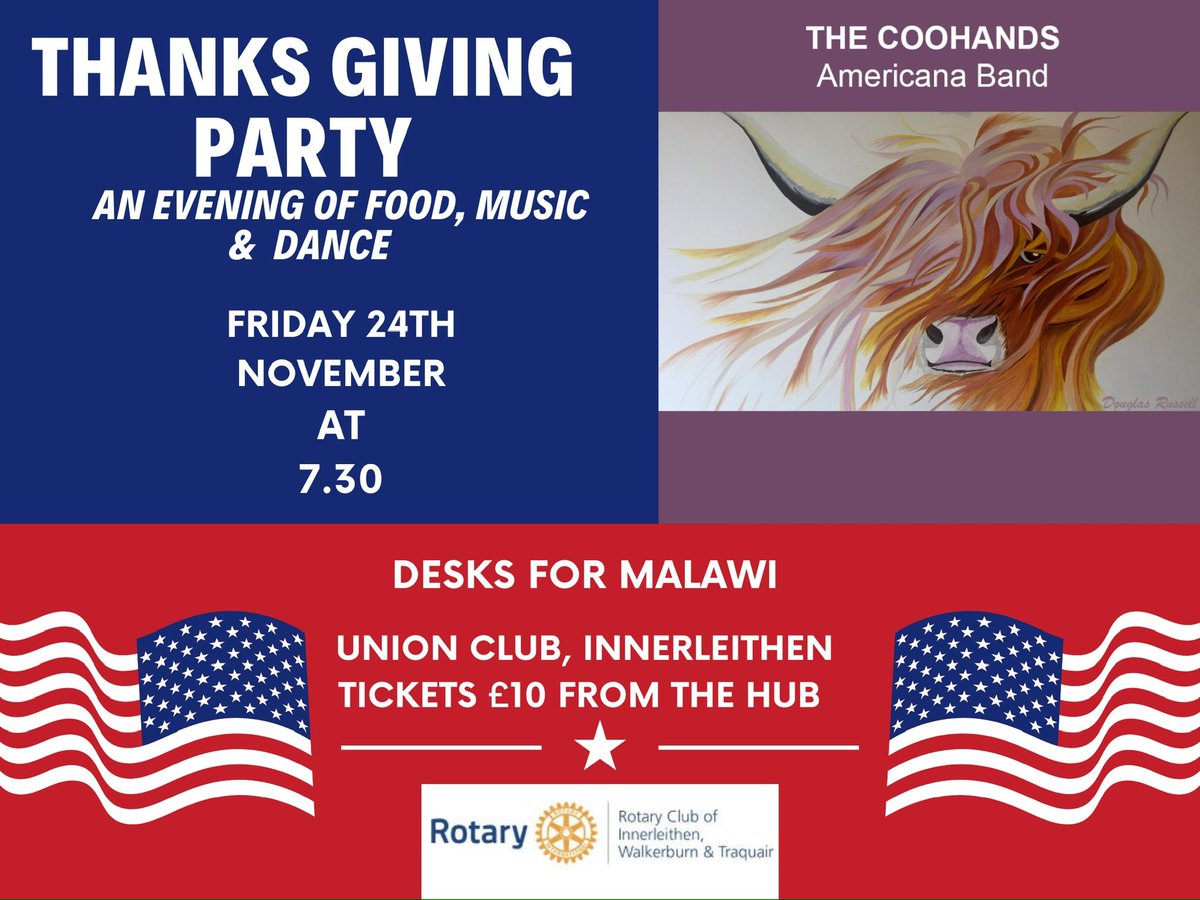 DenisRobson2's tweet photo. Thank you Coohands for leading the Thanksgiving entertainment tonight, raising £800 for desks at Thondwe school. Helping lift 40 children improve their learning chances. #RotaryRocks @ScotlandMalawi Thanks to local businesses for their support @RotaryIWT https://t.co/KClJEFjd9U