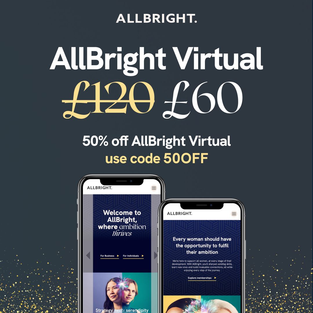 You asked, we listened. We’re extending our Bright Friday sale to brighten up your whole weekend with 50% off.
Join the hundreds of women who have already signed up for AllBright Virtual in our biggest sale of the year.
Enter the code 50OFF at checkout: allbrightcollective.com/memberships/vi…