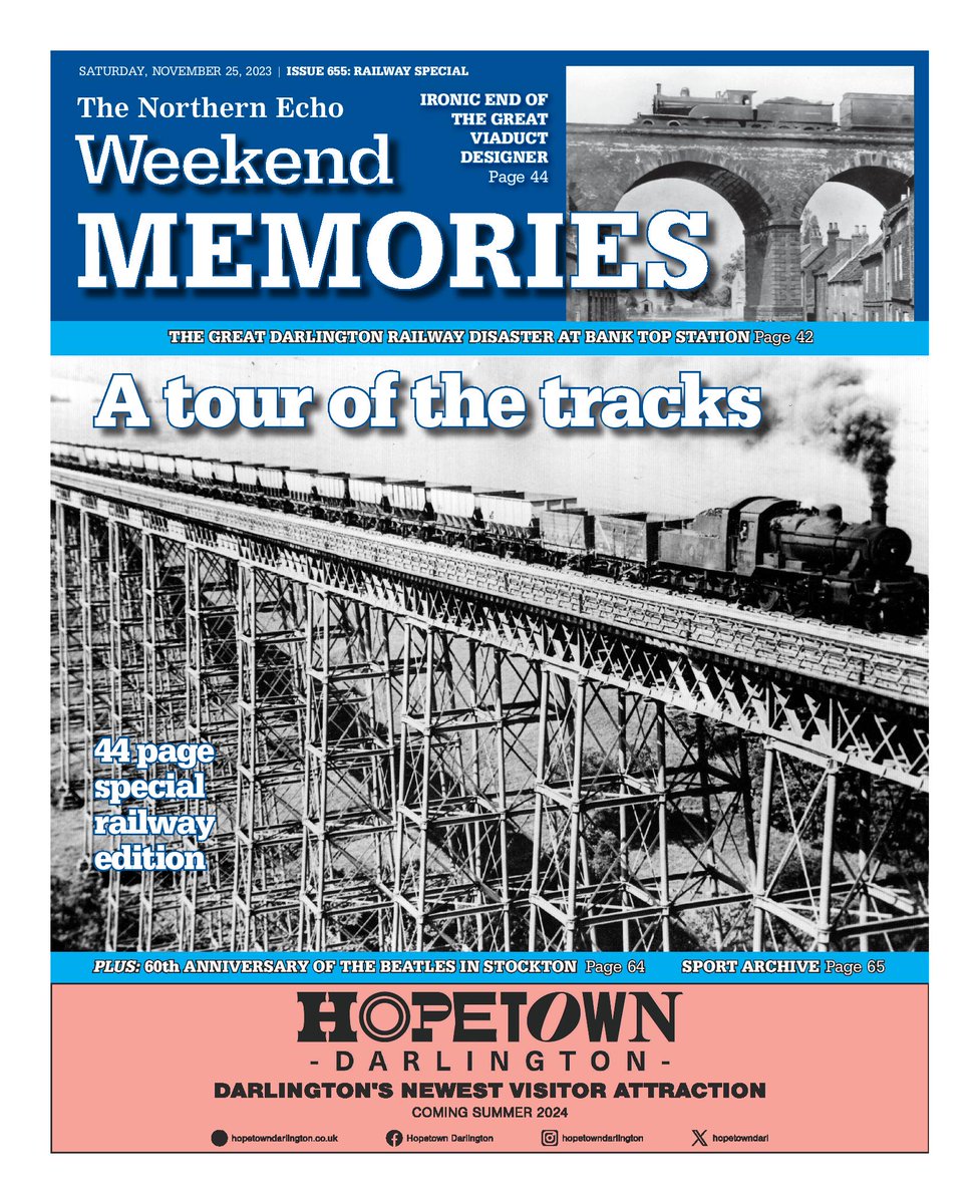 44-page railways special edition of Memories in @TheNorthernEcho today, celebrating amazing viaducts and some gruesome deaths. Rush out and buy hundreds of copies, please