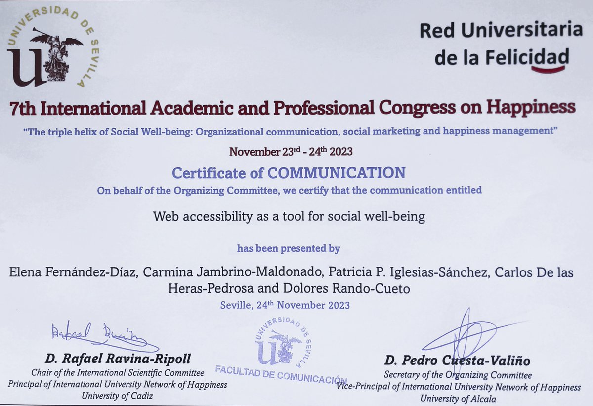 lrandocueto's tweet photo. La Felicidad, a estudio en la @FCom_US. En el séptimo Congreso de la Red Universitaria de Felicidad. https://t.co/YIXP7SuirR