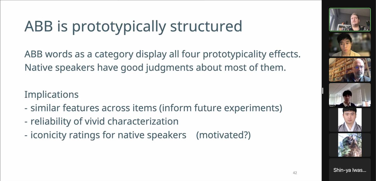 Just talked about prototypicality effects for Mandarin #ABB words at this year's #IcoSem 
Work with Xiaoyu Yu, Tungle Pan, and Youngah Do.

#IcoSem2023
