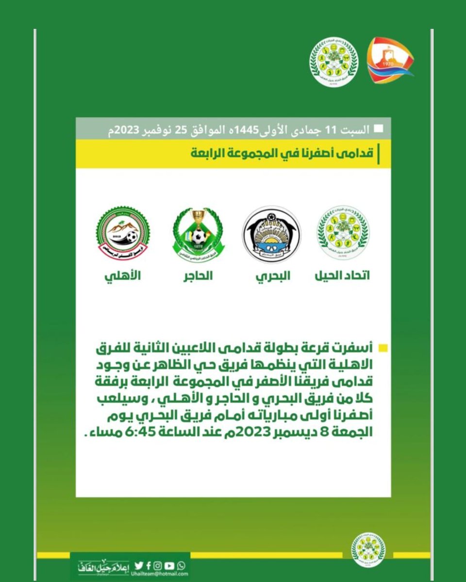 🔰| قدامى أصفرنا في المجموعة الرابعة لبطولة الصداقة لقدامى لاعبي الفرق الأهلية بولاية قريات