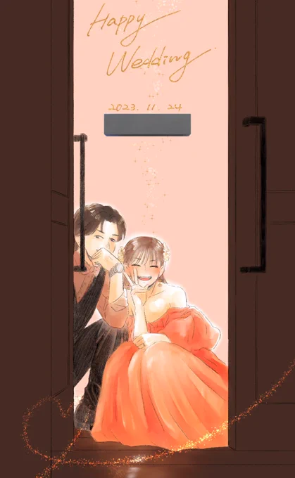 結婚式が良すぎたので絵描きました。最後エモすぎたな〜