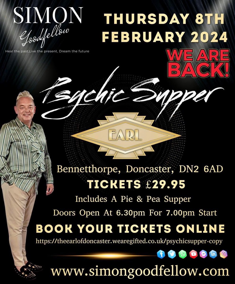 Join us back at the The Earl of Doncaster Hotel in February 2024 #spiritual #Rotherham #doncaster #clairvoyants #psychic #psychicsupper #dinner #southyorkshire #yorkshire #psychicnight #Sheffield #Dinnington #psychicmedium #chesterfield #whatsonsheffield #spirit @everyone