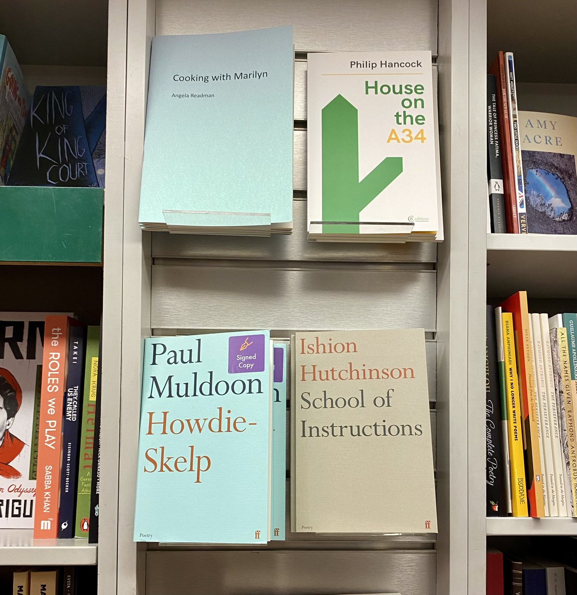 You’ll find our titles sparkling on shelves and whirligigs at London Review Bookshop, 14 Bury Place, or email blueprintpress@gmail.com
