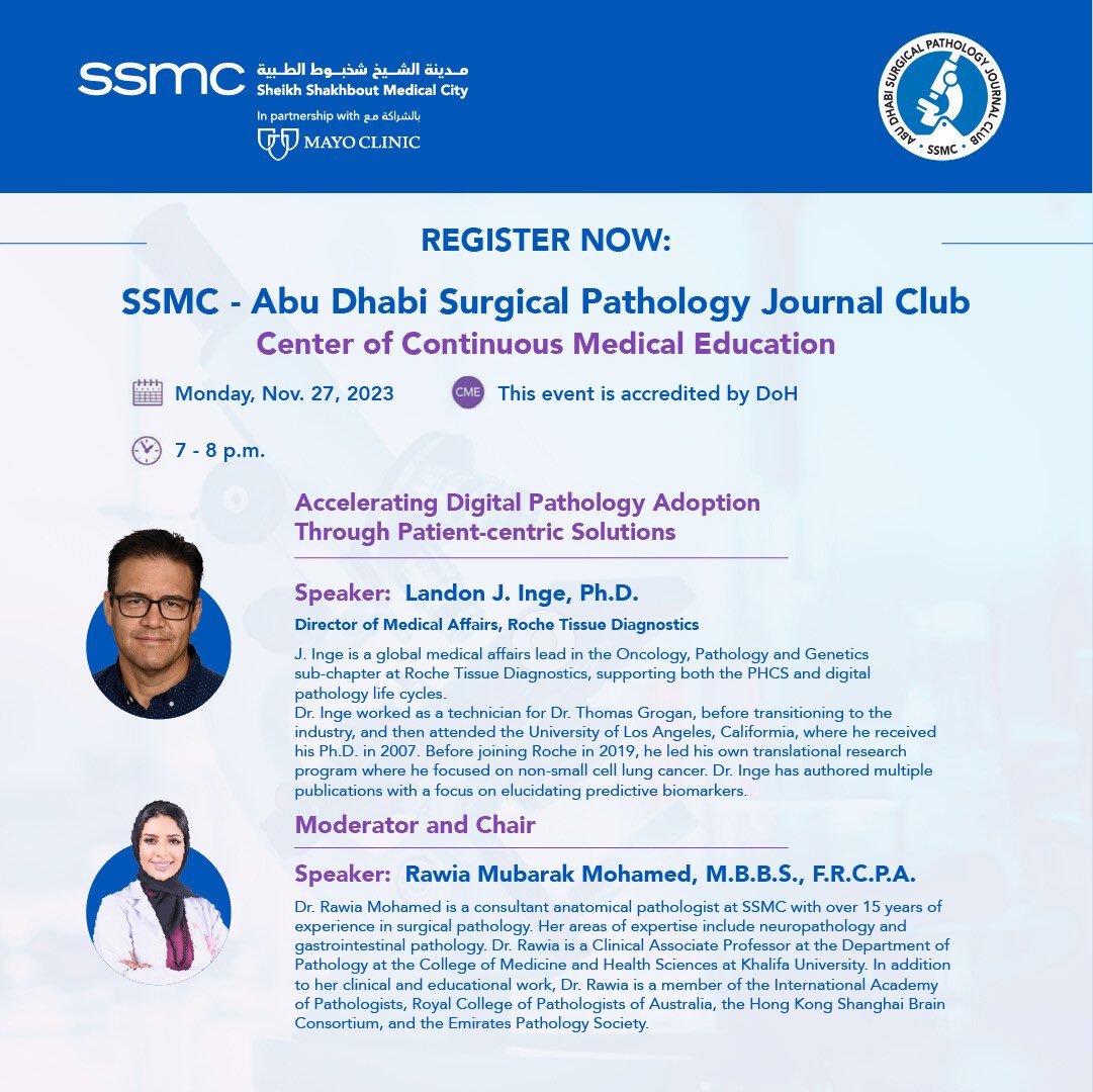 #SSMC is proud to announce the next edition of the Surgical Pathology Journal Club. This session will explore ‘Accelerating Digital Pathology Adoption Through Patient-centric Solutions’ and will be led by Dr. Landon J. Inge, director of Medical Affairs, Roche Tissue Diagnostics.…