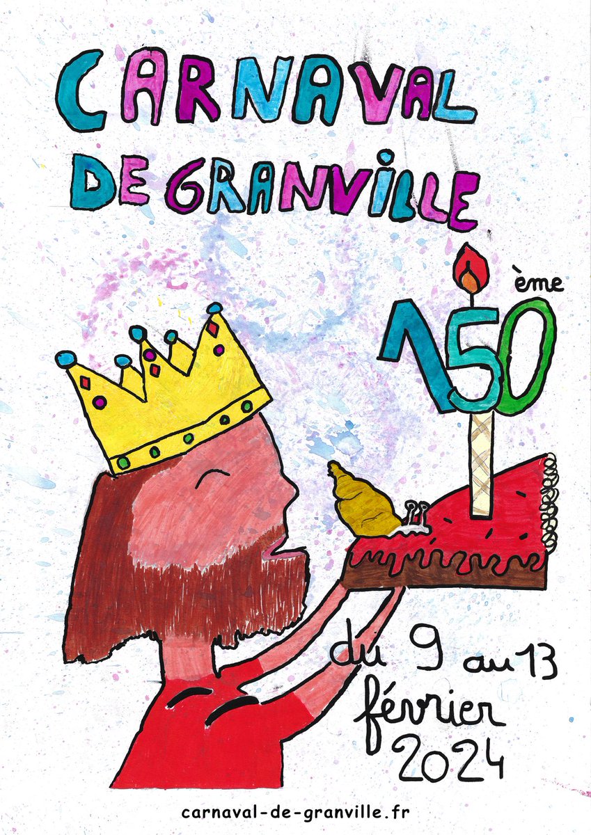 Voici l'affiche officielle du 150ème Carnaval de Granville ! 🤩
Félicitations à Aydan, Gabriel, Alicia et Thaïs, élèves de CM1/CM2 de l'école RPI Beauchamps/Folligny ! 👏

Merci aux 1360 enfants qui ont participé au concours pour leur créativité ! ❤️