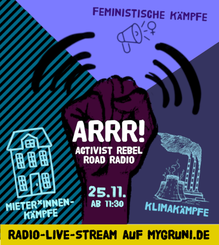 Gleich gehts los! Ladet die Bluetooth-Box und schwingt euch aufs Rad oder hört zu Hause unter der Kuscheldecke das 🔊ARRR-Radio! 🔊 Wir senden live von der Aktion der #LetztenGeneration & vom Laternenumzug gegen Verdrängung von @bizimkiez #b2511 mygruni.de/index.php/radi…