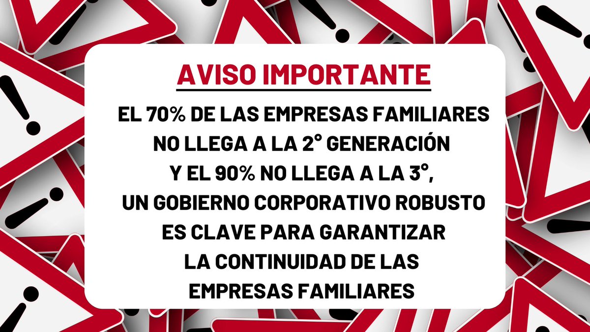 El 70% de las empresas familiares no llega a la 2° generación y el 90% no llega a la 3°, un #GobiernoCorporativo robusto es clave para garantizar la continuidad de las #empresasfamiliares 💪

infobae.com/opinion/2022/0…

vía <a href="/infobae/">infobae</a> 

#CorpGov ❤️