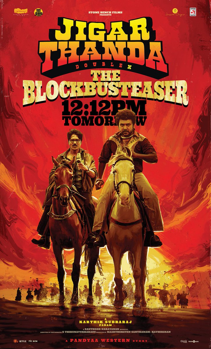 CinemaCriticss's tweet photo. #JigarthandaDoubleX: #TheBlockbuster TEASER From TOMORROW @ 12.12PM🔥
Stars: @offl_Lawrence - @NimishaSajayan - @iam_SJSuryah
Music: @Music_Santhosh
Direction: @karthiksubbaraj
BLOCKBUSTER. https://t.co/OWnGD8zNs8