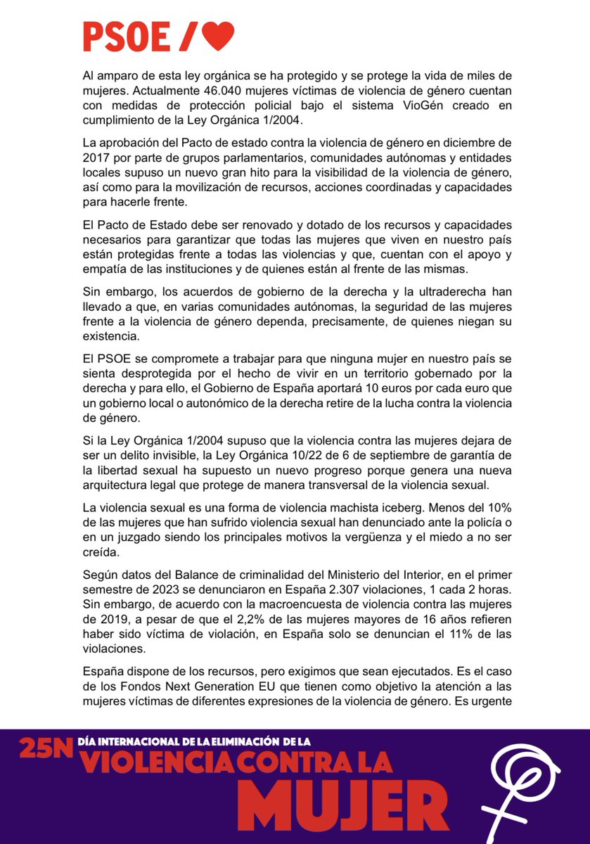 psoearroyo's tweet photo. Desde el @PSOE situamos la lucha contra la violencia de género en el centro de nuestra acción política.

Porque no es sólo una violación de los derechos humanos sino un obstáculo para lograr una democracia plena y una sociedad igualitaria

#NoEsInevitable
#25N 

✍🏽 Manifiesto. 👇🏽 https://t.co/3XOPQZTksj
