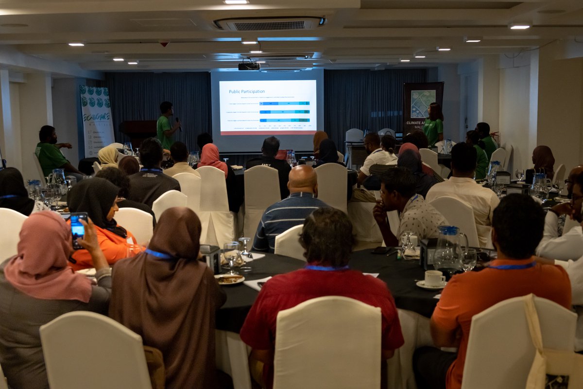 Incredible insights at Civil Society Symposium! 🌊 Presentations from Central, Southern, &amp; Kulhudhuffushi Climate Assemblies shed light on top recommendations. Plus, the National Democratic Institute shared key findings from their Perception Study. 📊 Collaboration in action! 🌍