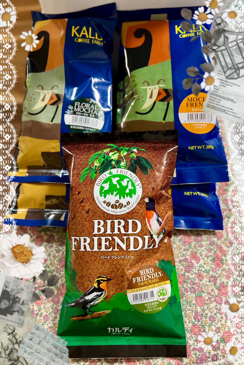 #起立性低血圧 のお友達 coffee☕💭💕😁w

今回も #KALDI でコーヒー豆を補充したのだけど、いつものモカちゃん達の他に
初めてのお豆を買ってみた❣️
#birdfriendly 🦜
 
美味しいといいなぁ💜✨😊