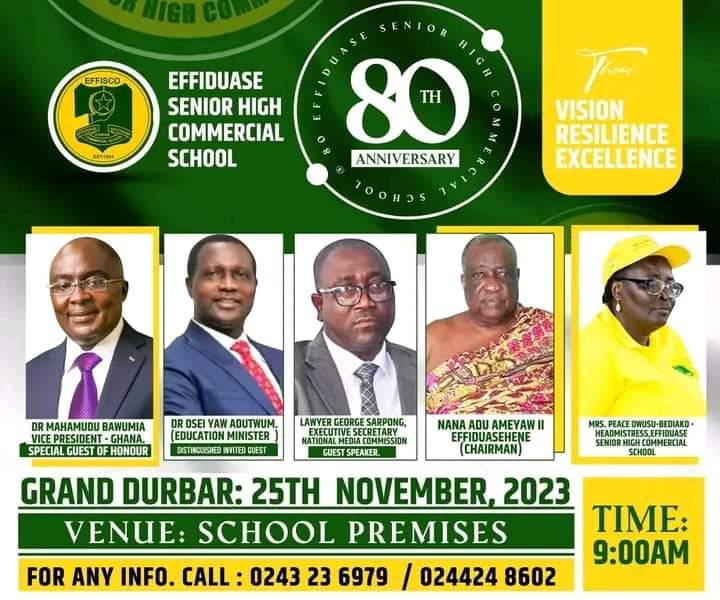 EFFISCOnline's tweet photo. #EFFISCOAT80 

IT'S TODAY 😍
Join us for the Grand Durbar at the school premises. #MPANIMFUO https://t.co/QL9zvGbVFN