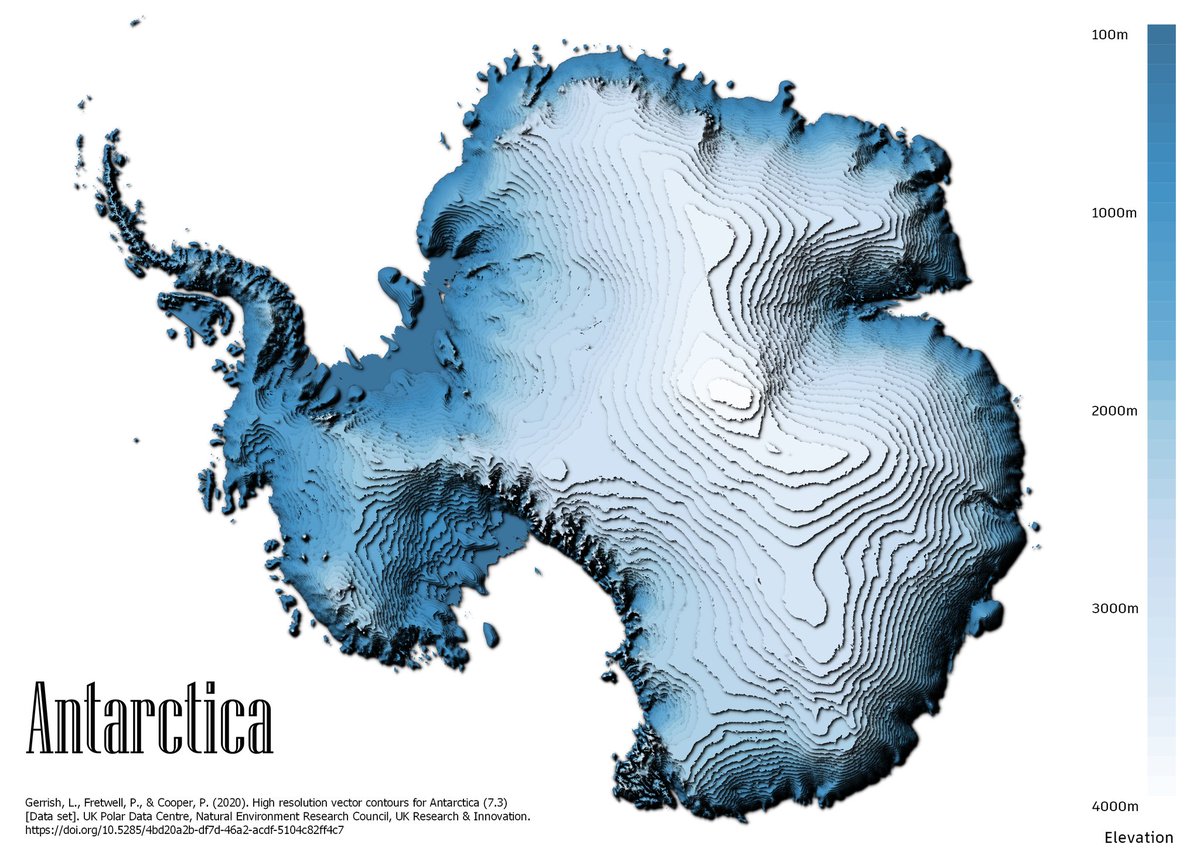 Day 25 of #30DayMapChallenge: Antarctica

My favourite style for my favourite continent!