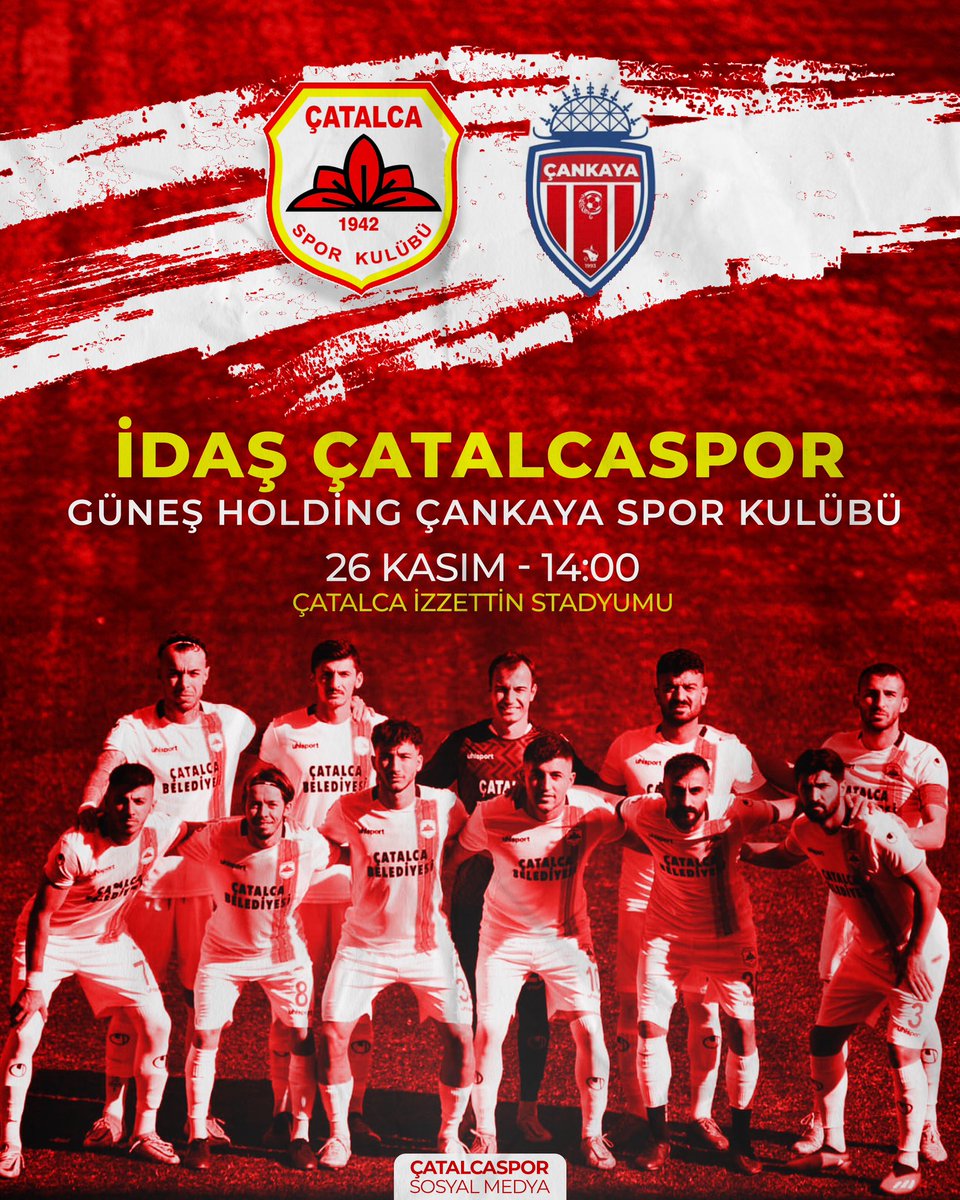 Maça Doğru Haydi Aslanlar 🦁

🆚Güneş Holding Çankaya Spor Kulübü 
📍Çatalca İzzettin Stadı
🗓️26 Kasım (Pazar)
⏱️14:00