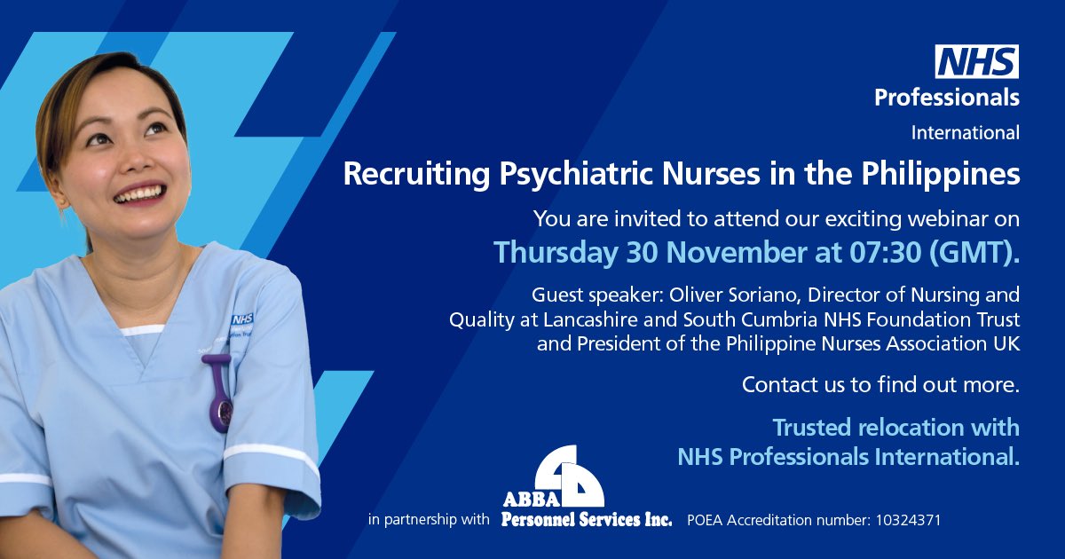 Do you know someone who may benefit from this webinar?! Spread the news & join us here in the UK @GoalsOlivers @AaronKyle1120 @Louie_Horne @jamesmarthy01 @emerdiegoRN @PNA_UKnurses @philippinesinuk #recruitment
