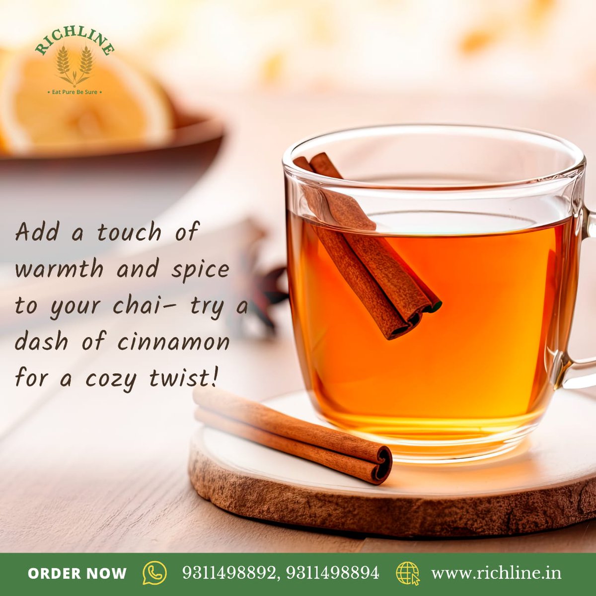 Sipping on warmth, one cinnamon chai at a time.
.
Call us to order now: 93114988892 / 9311498894
.
#nutritious #nutritiousfood #healthyfood #healthlylifestyle #groceryshopping #daal #bulkorderaccepted #bulkorders #proteinfood #richlinefood #ChaiTime #cinnamontea #tealovers