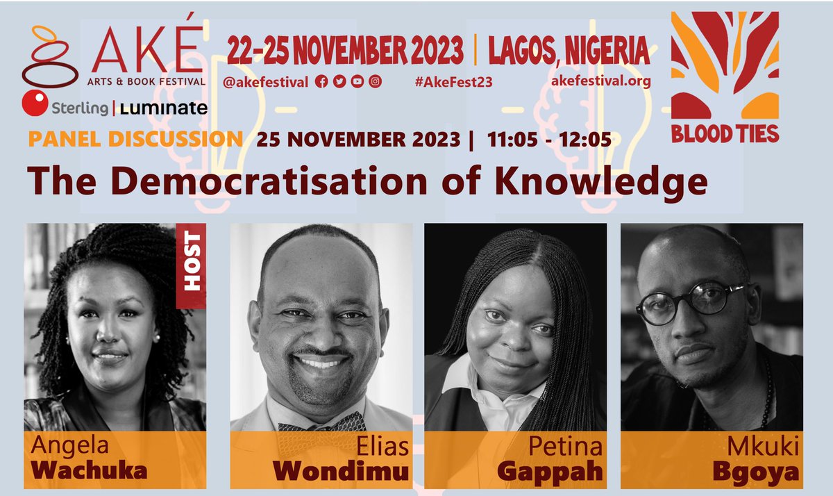 Happening Now: 'The Democratisation of Knowledge' - Panel discussion with @ewondimu, @VascoDaGappah and @mkuki, moderated by @sisterkilljoy Watch live on YouTube using this link youtube.com/live/-To7OJB3j… #AkeFest23 #AkeFestival