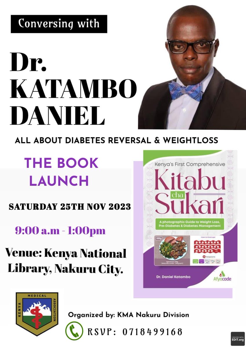 What an amazing moment at Kenya National Library, Nakuru during the book launch of Kitabu cha Sukari organised by <a href="/KenyaMedics_KMA/">Kenya Medical Association</a>
Nakuru division 

The book is an excellent guide for diabetes reversal and weightloss which will benefit the reader with powerful insights,