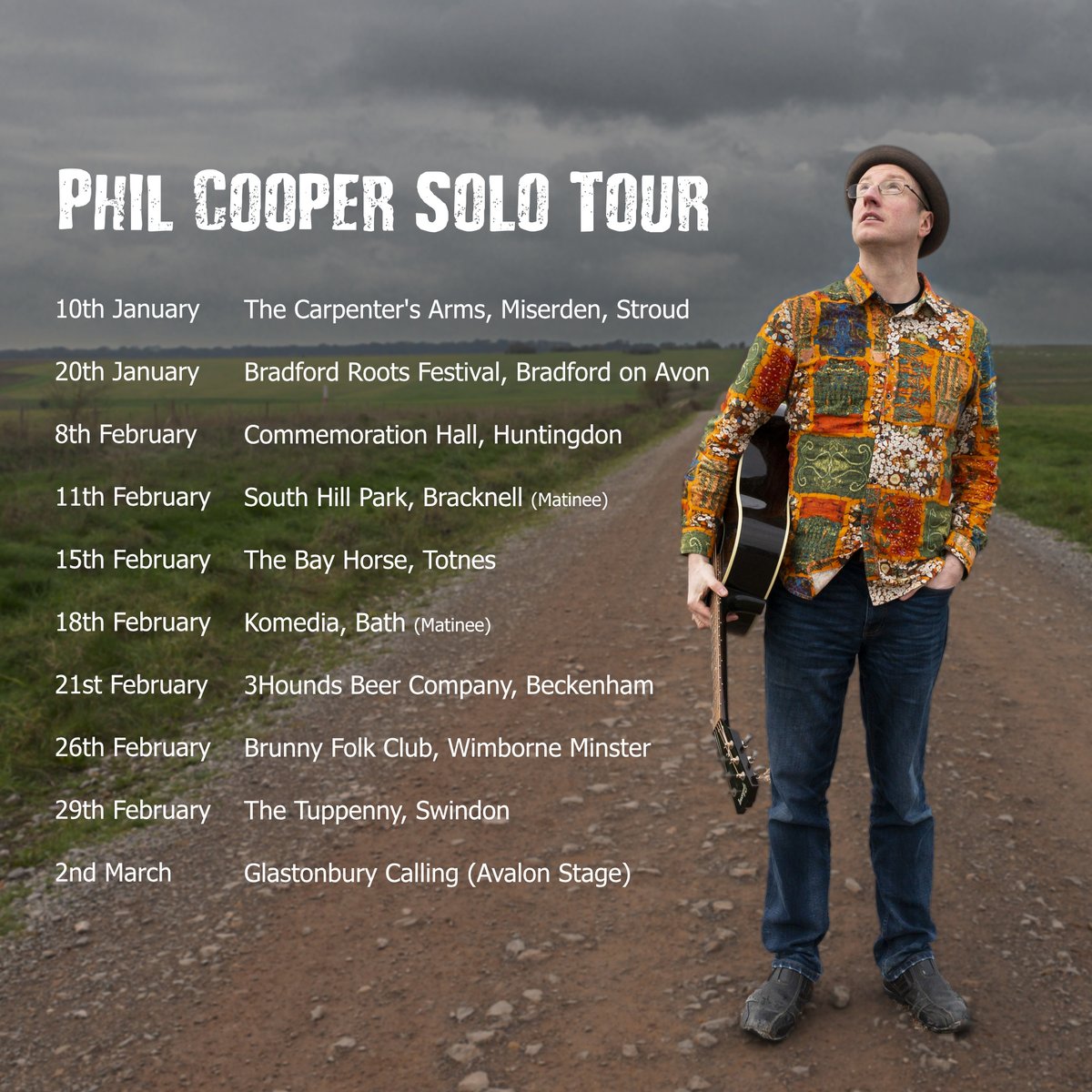 We'll be announcing our spring tour dates soon, but in the meantime, we wanted to tell you that our Phil will be hitting the road for a few solo dates early next year. He'll be playing several brand new songs, as well as digging in to his back catalogue.