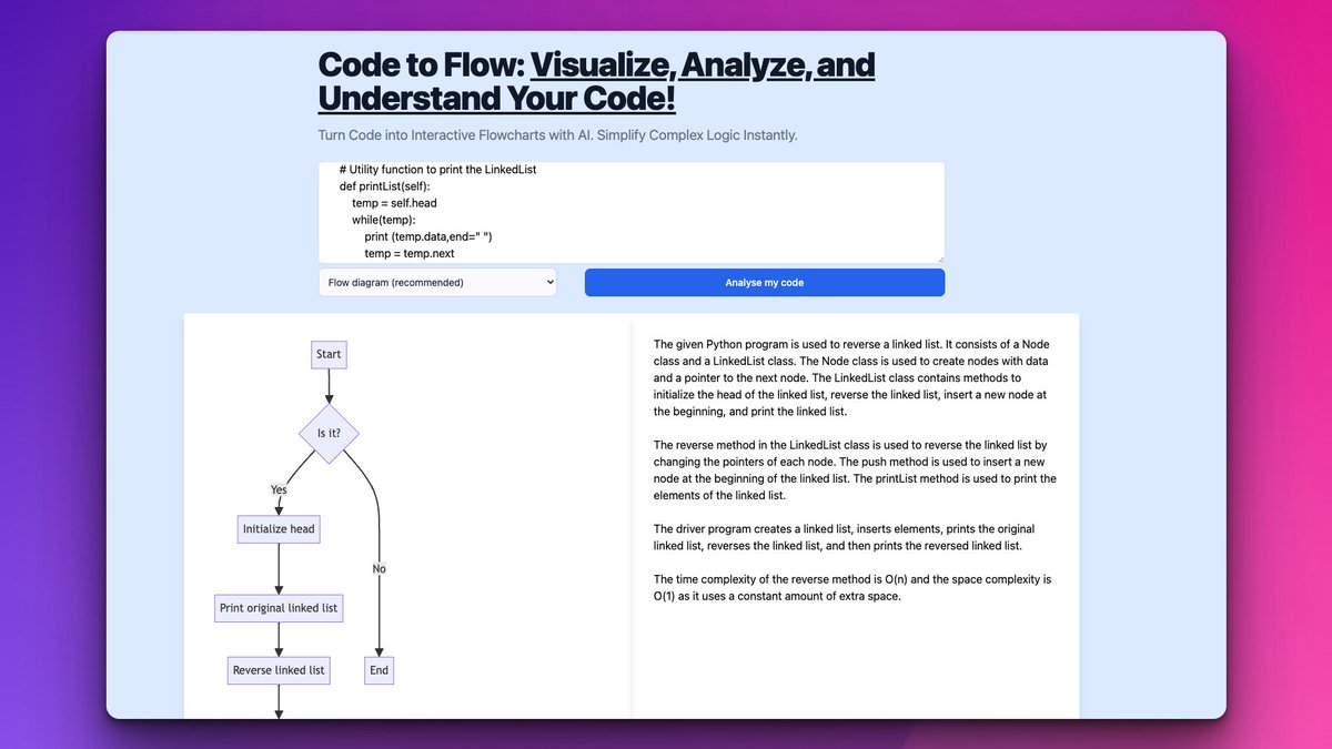 🔍 Want to visualize, analyze & understand your code flow? Look no further! Check out 'Code to Flow' on aitoppicks.com and level up your programming game. 🚀🌈🔥 #CodeFlow #VisualizeCode #AITopPicks @supershob