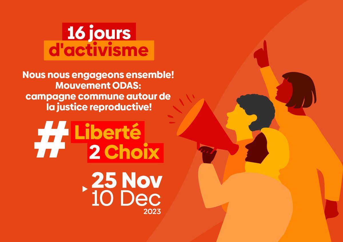 Le mouvement ODAS lance la campagne #Liberté2Choix en marge des #16joursdactivisme contre les violences à l'égard des femmes et filles 2023 avec plus de 25 organisations d'Afrique Francophone autour de 2 notions: l’autonomie corporelle et le choix pour toutes !

#mouvementodas