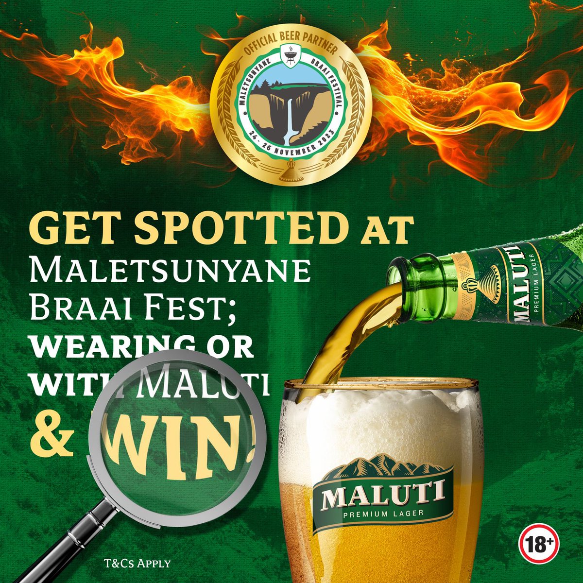 SkaftinLB's tweet photo. Get spotted at Maletsunyane Braai Festival wearing or with @MalutiLagerLS and WIN

#MaletsunyaneBraaiFest2023
#MalutiLager #PureBasothoHeart #ResponsibleTogether #OurBeer #OurPride #VisitLesotho 🍻🇱🇸 https://t.co/Eii7zpth2A