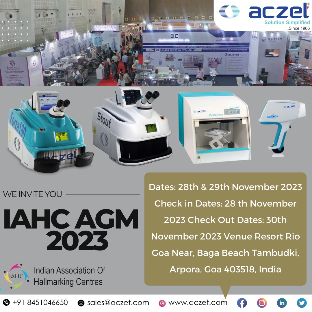 AczetLtd's tweet image. Let's meet at the IAHC AGM.

#event #hallmarking #goa
#goldmachine #gold #silver #platinum #aczet #machine #manufacturer #manufacture #factory #rawgold #goabeach