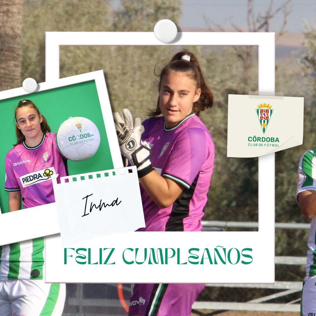 CordobaFemenino's tweet photo. 🥳 ¡Hoy es el cumpleaños de nuestra portera, @ta_inmi!

¡Muchísimas felicidades! 🎉 

#𝗙𝘂𝘁𝗙𝗲𝗺 #𝗖𝗖𝗙𝗙𝗲𝗺 ⚪️🟢 https://t.co/9CrqqhHpbj