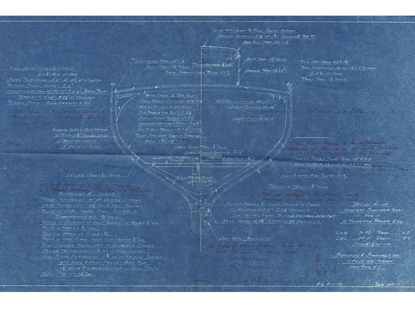 IYRSedu's tweet image. IYRS Maritime Library Collection
Sparkman &amp;amp; Stephens “So Fong,” blueprint section plan, 1936, with annotations. 
Open to the public
W-F 12-4, Sat 1-5
iyrs.edu/about/library

#sparkmanandstephens #olinstephens #sofong #maritimebooks #boatbuilding #yachtdesign #iyrsmaritimelibrary