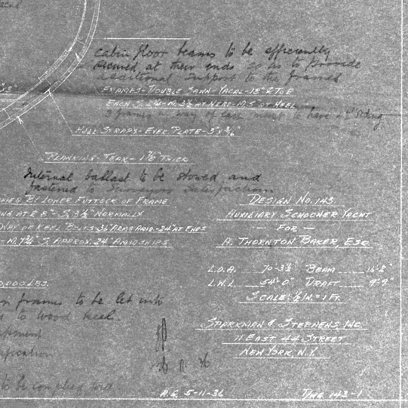IYRSedu's tweet image. IYRS Maritime Library Collection
Sparkman &amp;amp; Stephens “So Fong,” blueprint section plan, 1936, with annotations. 
Open to the public
W-F 12-4, Sat 1-5
iyrs.edu/about/library

#sparkmanandstephens #olinstephens #sofong #maritimebooks #boatbuilding #yachtdesign #iyrsmaritimelibrary